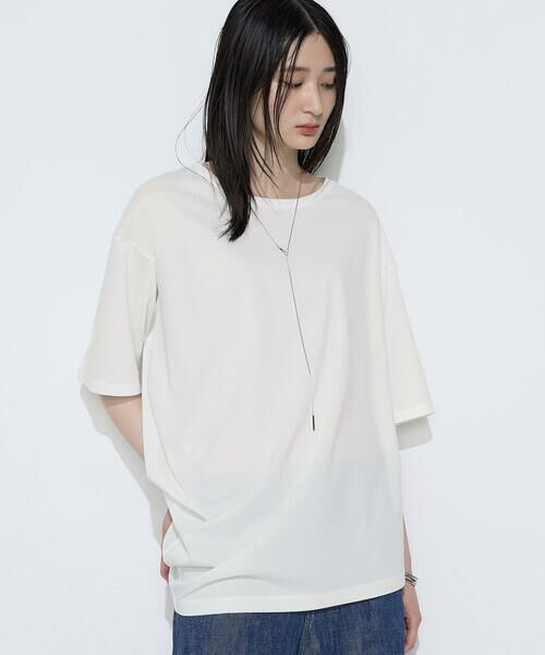 COMME CA PLATINUM S-SIZE / コムサ・プラチナ エスサイズ Tシャツ | 〔 Sサイズ 〕 ドライスムース／スーピマバイオスムース アシンメトリーTシャツ（01:シロ）