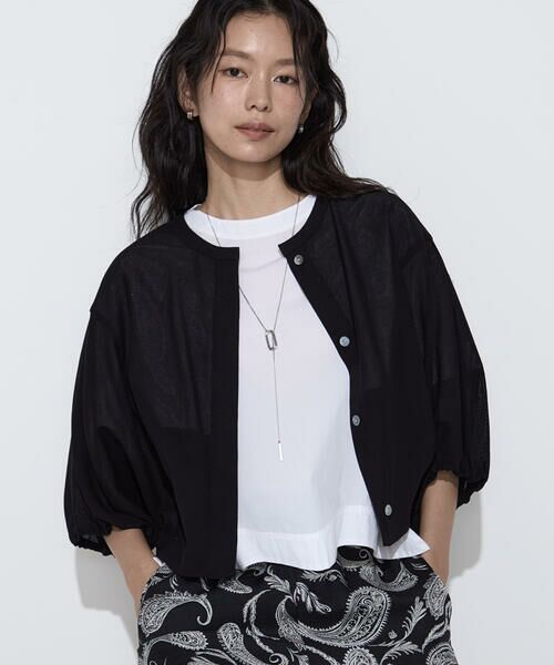 COMME CA PLATINUM S-SIZE / コムサ・プラチナ エスサイズ ブルゾン | 〔 Sサイズ 〕 コットンカラミストレッチ ブルゾン（05:ブラック）