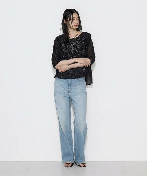 COMME CA PLATINUM S-SIZE / コムサ・プラチナ エスサイズ シャツ・ブラウス | 〔 Sサイズ 〕 リネンコードレース ボリュームスリーブブラウス | 詳細1