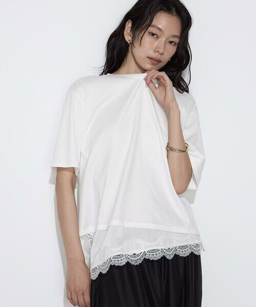 COMME CA PLATINUM S-SIZE / コムサ・プラチナ エスサイズ Tシャツ | 〔 Sサイズ 〕 スーピマコットン 裾レースコンビネーションTシャツ | 詳細10
