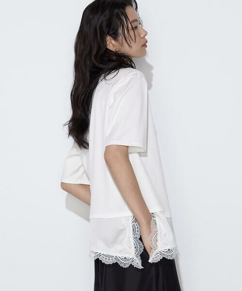 COMME CA PLATINUM S-SIZE / コムサ・プラチナ エスサイズ Tシャツ | 〔 Sサイズ 〕 スーピマコットン 裾レースコンビネーションTシャツ | 詳細3