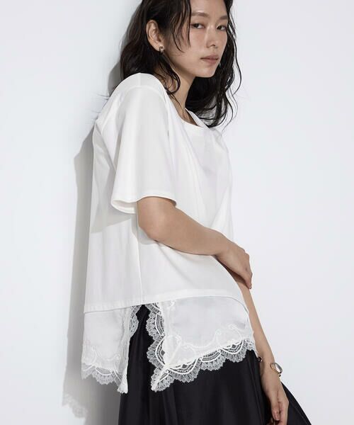COMME CA PLATINUM S-SIZE / コムサ・プラチナ エスサイズ Tシャツ | 〔 Sサイズ 〕 スーピマコットン 裾レースコンビネーションTシャツ | 詳細7