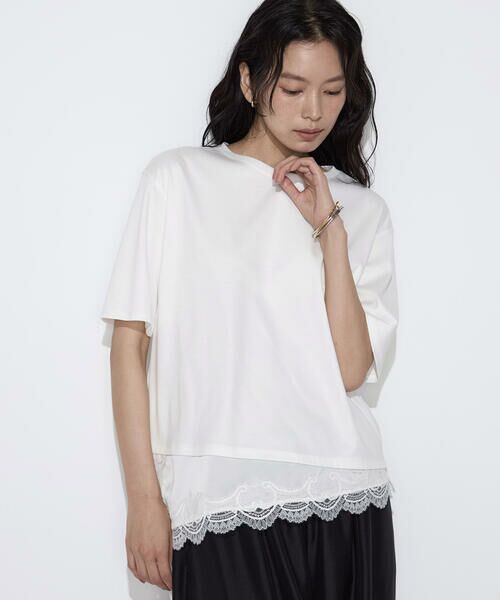 COMME CA PLATINUM S-SIZE / コムサ・プラチナ エスサイズ Tシャツ | 〔 Sサイズ 〕 スーピマコットン 裾レースコンビネーションTシャツ | 詳細9
