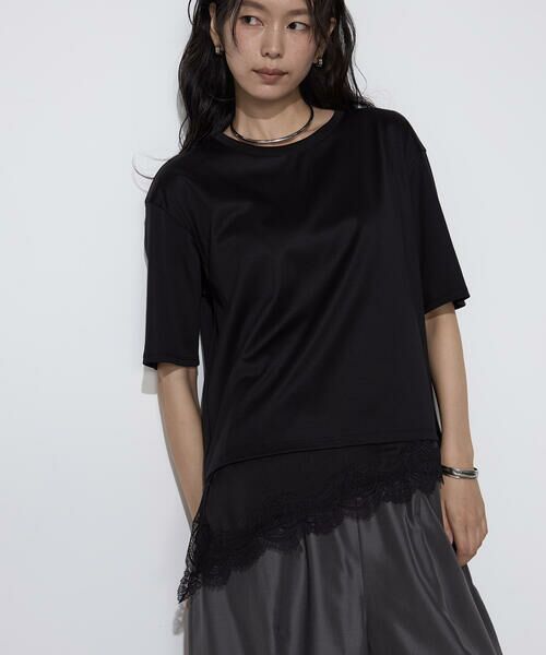 COMME CA PLATINUM S-SIZE / コムサ・プラチナ エスサイズ Tシャツ | 〔 Sサイズ 〕 スーピマコットン 裾レースコンビネーションTシャツ | 詳細20