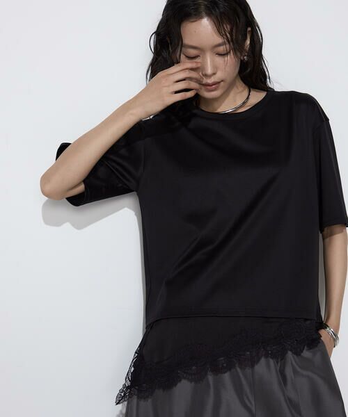 COMME CA PLATINUM S-SIZE / コムサ・プラチナ エスサイズ Tシャツ | 〔 Sサイズ 〕 スーピマコットン 裾レースコンビネーションTシャツ | 詳細21