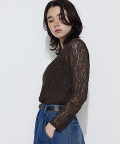 COMME CA PLATINUM S-SIZE / コムサ・プラチナ エスサイズ カットソー | 〔Sサイズ〕フラワージャージー スキンクルーネックプルオーバー