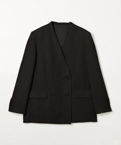 COMME CA PLATINUM S-SIZE / コムサ・プラチナ エスサイズ ノーカラージャケット | 〔Sサイズ〕リネンウール Wブレストノーカラージャケット