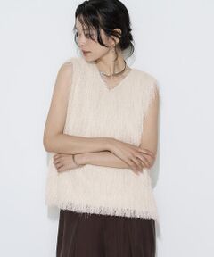 COMME CA PLATINUM S-SIZE / コムサ・プラチナ エスサイズ シャツ・ブラウス | 〔Sサイズ〕ロングフリンジジャージー ブラウス