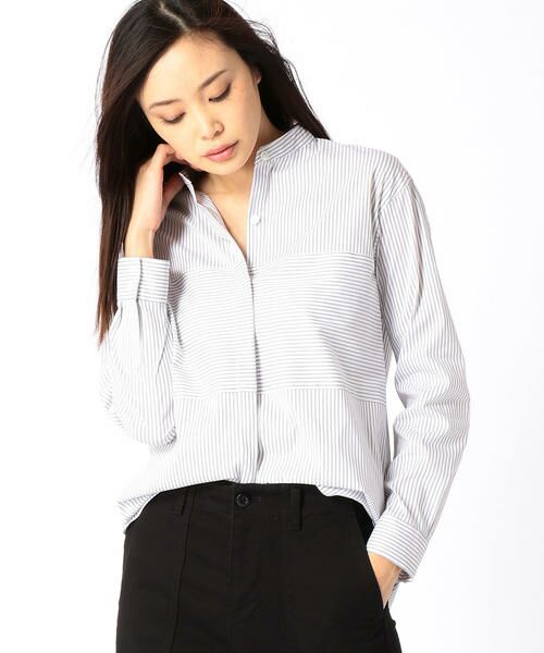 セール ストライプボーダースタンドプルオーバーシャツ シャツ ブラウス Comme Ca コムサ ファッション通販 タカシマヤファッションスクエア