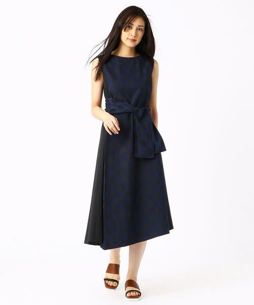 セール インディゴドットジャカードロングドレス ドレス Comme Ca コムサ ファッション通販 タカシマヤファッションスクエア