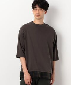 チェック切り替え シルキースムースＴシャツ