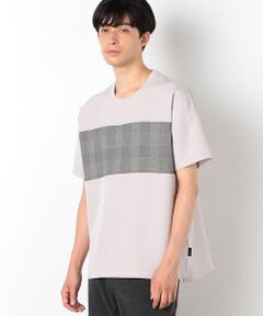 チェック切り替え スムースタッチ 布帛Ｔシャツ