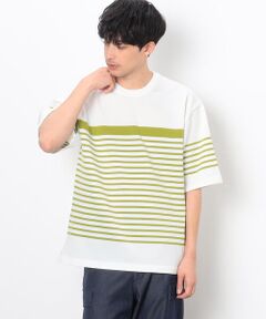 ウォッシャブル ボーダーニットＴシャツ