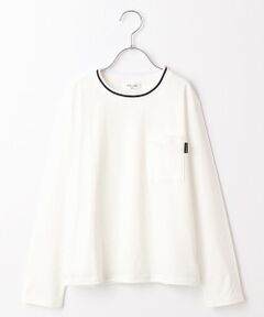 【ジュニアサイズ】ライン入リブ使いりベーシック長袖Ｔシャツ