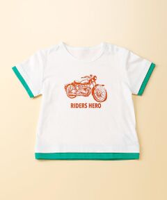 バイク柄プリント半袖Ｔシャツ