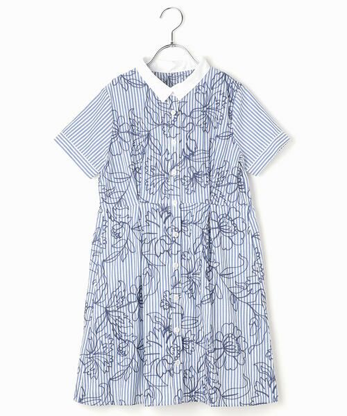 COMME CA FILLE / コムサ・フィユ ドレス | 〔140cmから〕ロンドンストライプフラワー刺繍 ワンピース | 詳細2