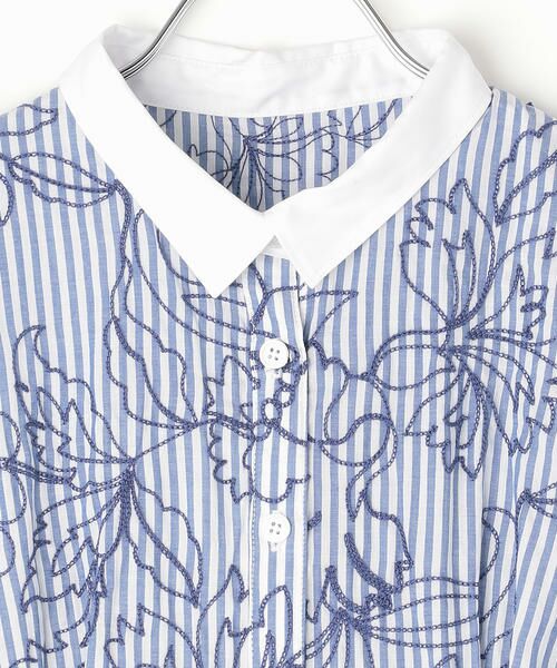 COMME CA FILLE / コムサ・フィユ ドレス | 〔140cmから〕ロンドンストライプフラワー刺繍 ワンピース | 詳細4