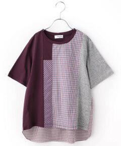 〔140cm〜〕ブロッキングチェックＴシャツ