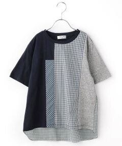 〔140cm〜〕ブロッキングチェックＴシャツ