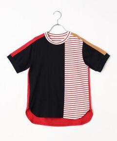 〔140cm〜〕トリコロールカラー切替Tシャツ