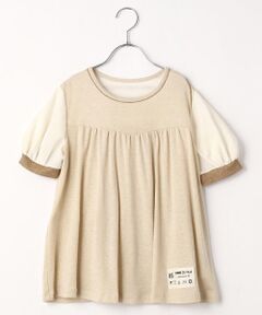 〔140cm〜〕ラメAラインパフスリーブTシャツ