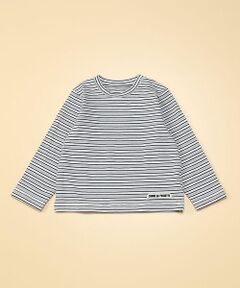 フードテキスタイル染め ボーダー柄 長袖Ｔシャツ