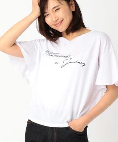 フレアースリーブ　プリントＴシャツ