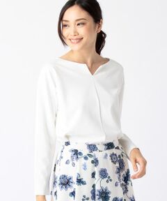 COMME CA ISM / コムサイズム カットソー | キーネック　ポンチプルオーバー