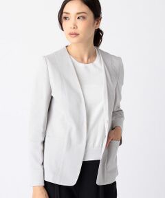 COMME CA ISM / コムサイズム ノーカラージャケット | 鹿の子ノーカラージャケット