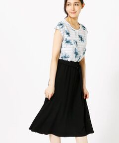 COMME CA ISM / コムサイズム ドレス | シアープリント ドッキング ワンピース