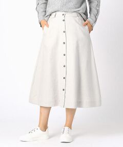COMME CA ISM / コムサイズム ミニ・ひざ丈スカート | 《ウール/コットンリネン》 ウエストゴム フレアスカート