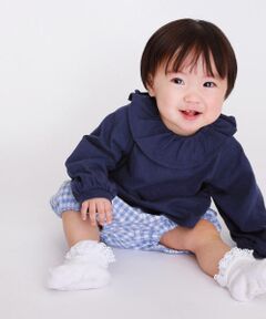 フリルカットソー＆チェックパンツ　ギフトセット　８０・９０サイズ　女の子向け