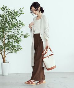 COMME CA ISM / コムサイズム その他アウター | 《リネンミックス》 ジャガード ロング ガウンコート