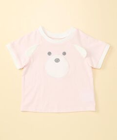 動物アップリケ付き 半袖 Ｔシャツ