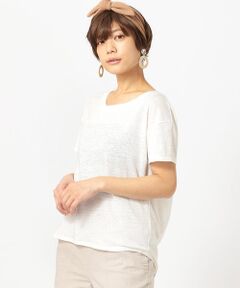 《リネン》 バックシャン クルーネック Ｔシャツ