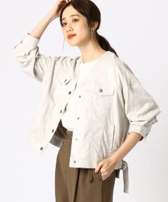 COMME CA ISM / コムサイズム ノーカラージャケット | ノーカラー スウェード ブルゾン