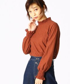 COMME CA ISM / コムサイズム カットソー | ハイネック レース ブラウスカットソー