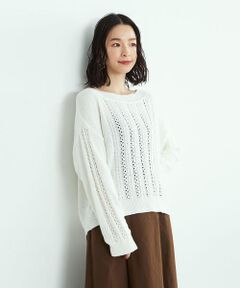 COMME CA ISM / コムサイズム ニット・セーター | 《コットン》透かし柄 ニット プルオーバー