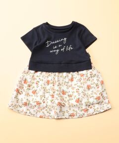 COMME CA ISM / コムサイズム ロング・マキシ丈ワンピース | フラワープリント　ドッキング　ワンピース(80・90サイズ)