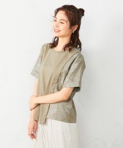 《コットンリネン》異素材切り替え Tシャツ