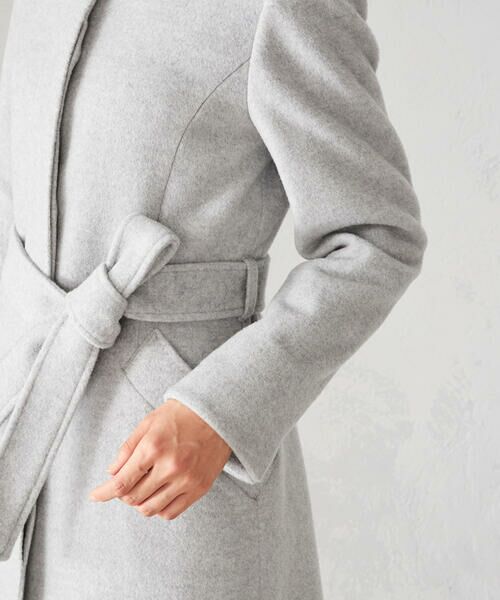 約38cm身幅【INED】アンゴラ混スタンドカラーコート☆オフホワイト