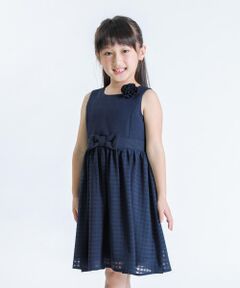 コサージュ付き　シアーチェック　ワンピース（110-130cm）