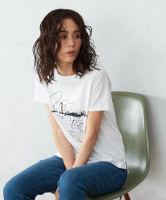 《コットン》 クルーネック プリントＴシャツ