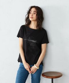 《コットン》 クルーネック プリントＴシャツ