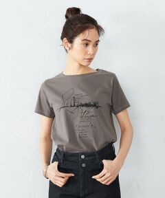 《コットン》 クルーネック プリントＴシャツ