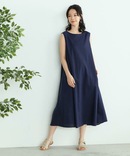 リネン ノースリーブワンピース アッパッパ ロング マキシ丈ワンピース Comme Ca Ism コムサイズム ファッション通販 タカシマヤファッションスクエア