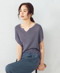 COMME CA ISM / コムサイズム ニット・セーター | リネン混キーネックプルオーバー