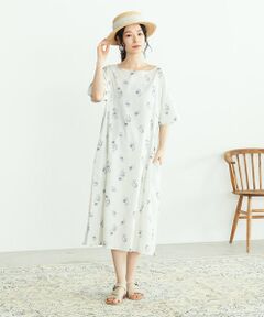 【一部店舗限定】　夏みかん柄　半袖ワンピース　アッパッパ