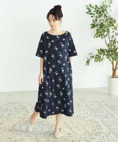 【一部店舗限定】　夏みかん柄　半袖ワンピース　アッパッパ