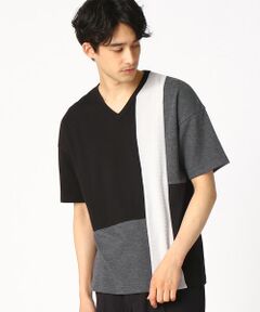 パッチワーク Ｖネック Ｔシャツ